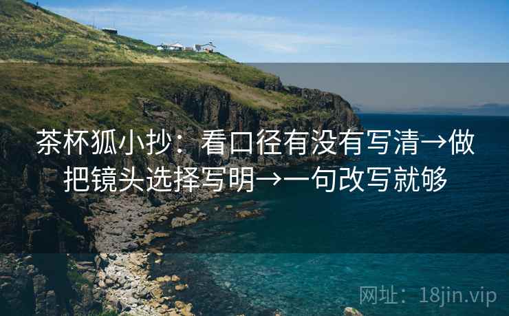 茶杯狐小抄：看口径有没有写清→做把镜头选择写明→一句改写就够