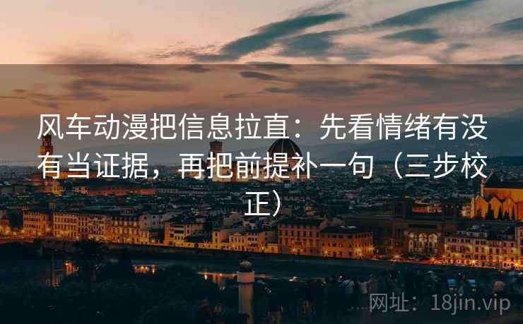 风车动漫把信息拉直：先看情绪有没有当证据，再把前提补一句（三步校正）